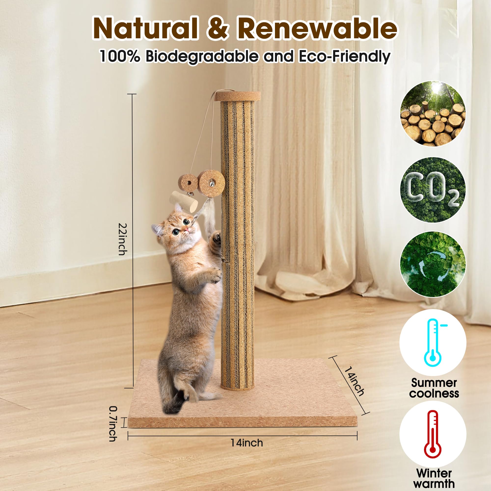 Cork Vertical Cat Scratching Post