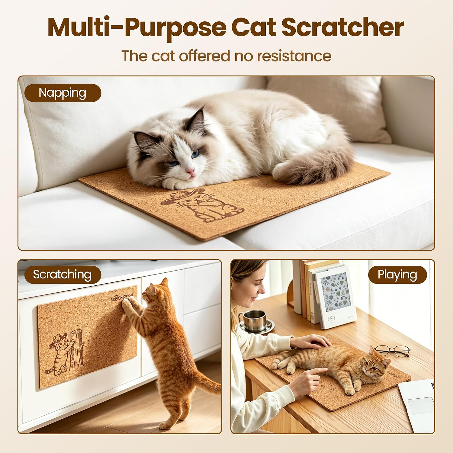 Cork Cat Scratcher Art 3pcs