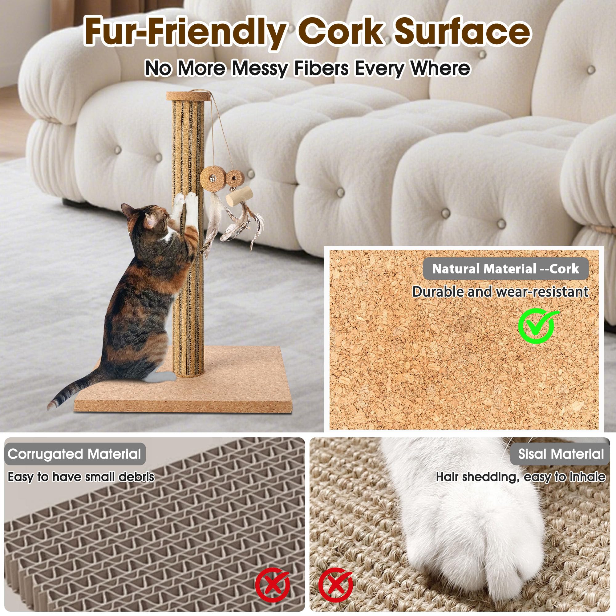 Cork Vertical Cat Scratching Post