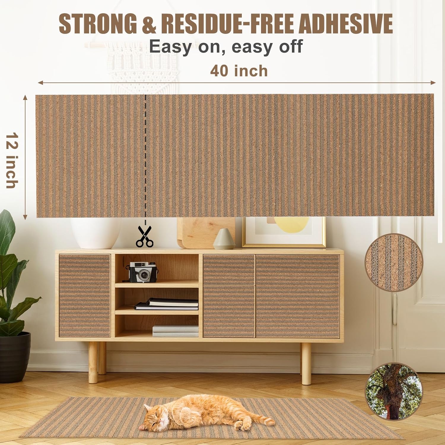 Cork Dual-Texture Cat Scratch Pad Rug