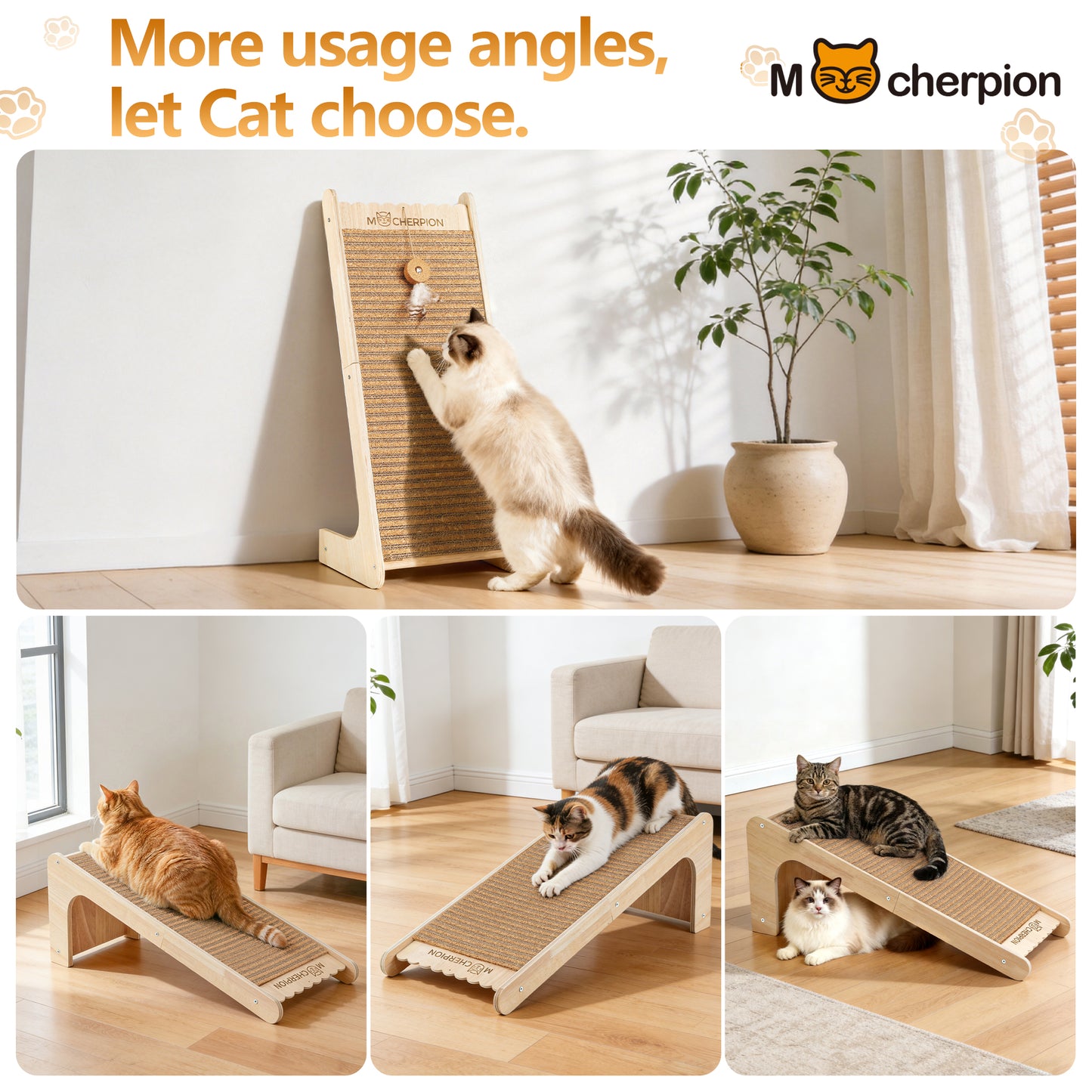 Mocherpion Natural Cork Replaceable Cat Scratcher - Mess-Free Eco-Friendly Indoor Scratch Pad