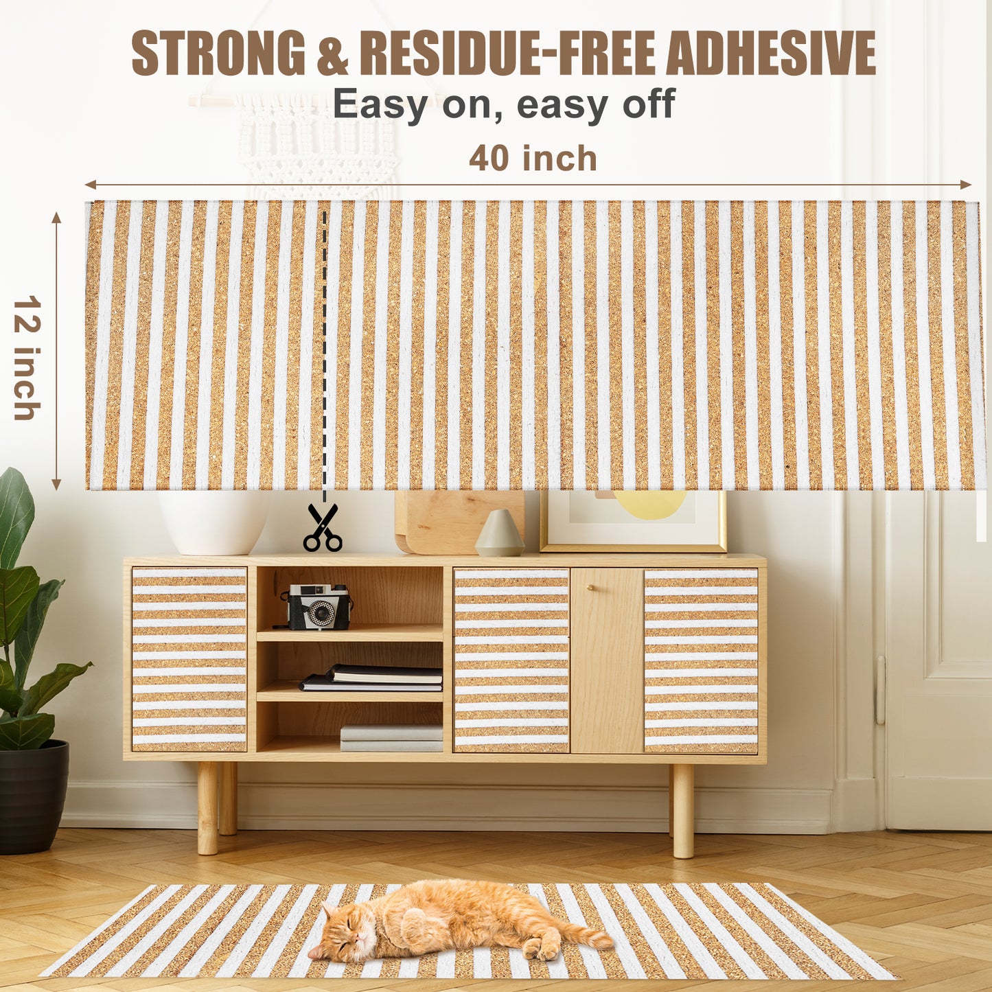 Upgraded Natural Cork Cat Scratch Mat Rug - Dual Texture Sofa Furniture Protector for Indoor Cats | White