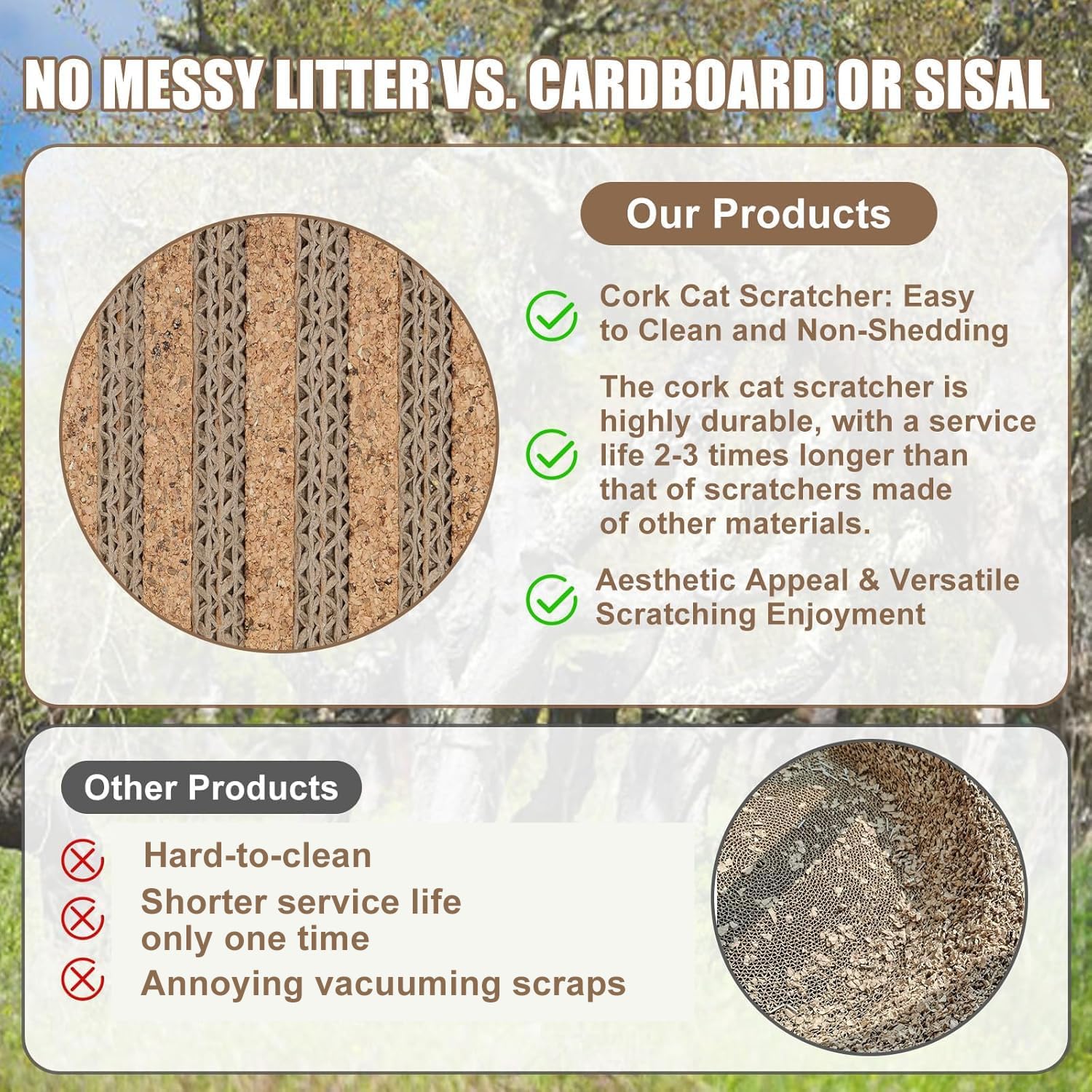 Cork Dual-Texture Cat Scratch Pad Rug