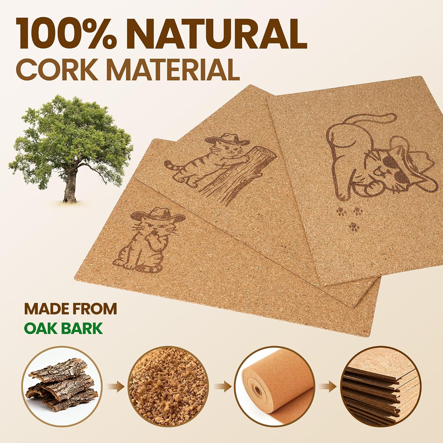 Cork Cat Scratcher Art 3pcs